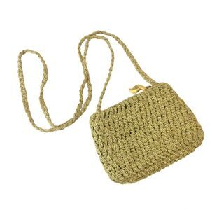 Vintage Sharif Metallic Gold Thread Woven Crossbody Purse Bag
